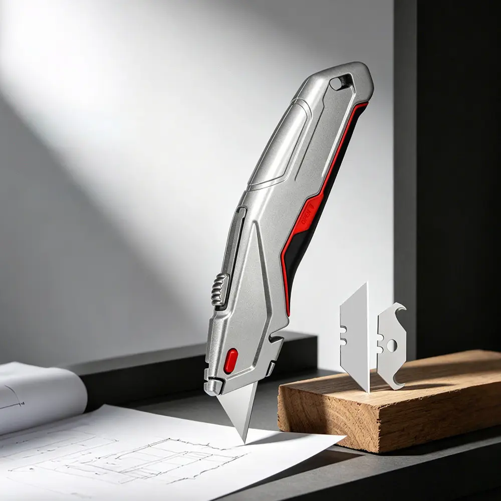 utility razor knife with spare blade storage