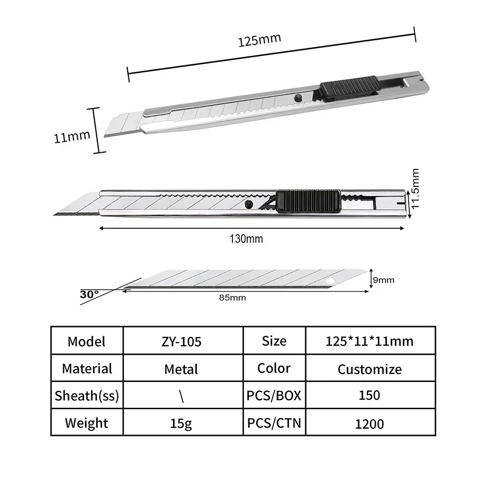 stainless steel slim pocket box cutter