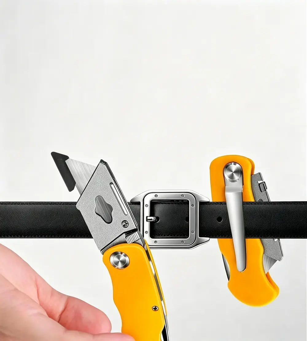 pocket folding box cutter with belt clip